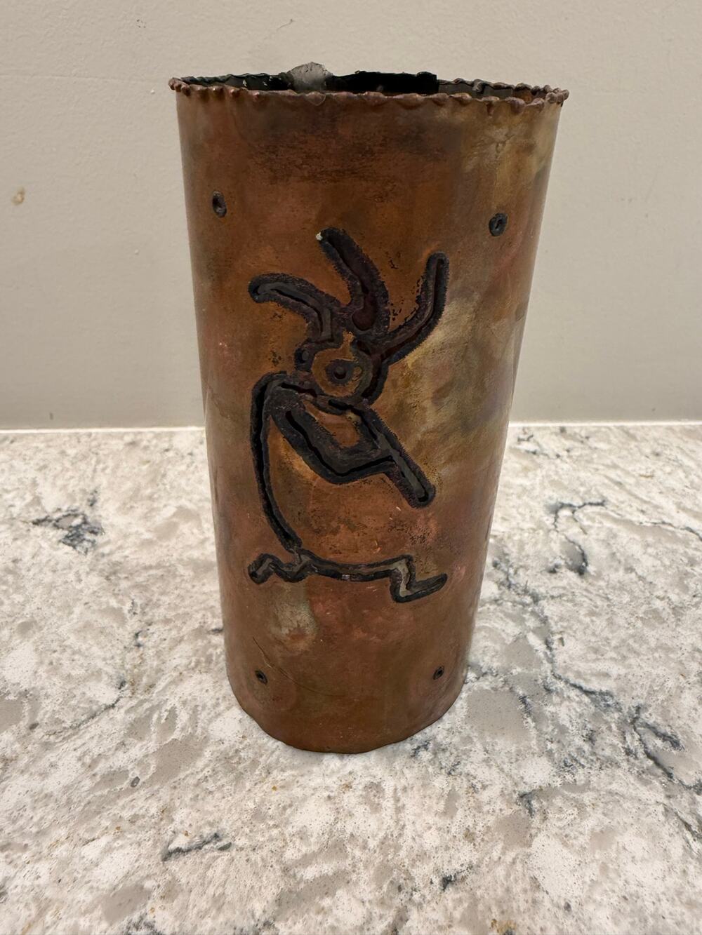 Copper Kokopelli Candle Lantern Metal Tea Light/Votive Cylinder Lighting Holder